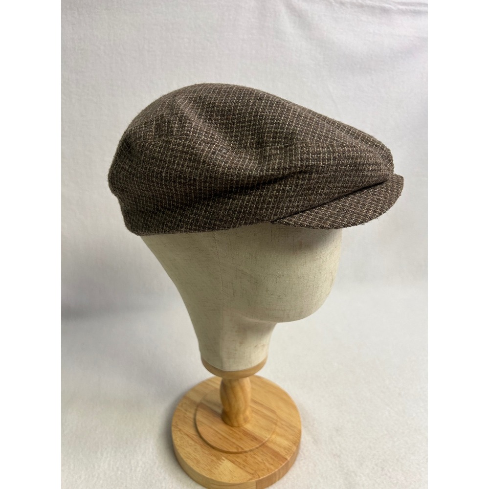Vintage Peaky Blinders Unbranded Mens OSFM Brown Tweed Newsboy Flat Cap Hat
